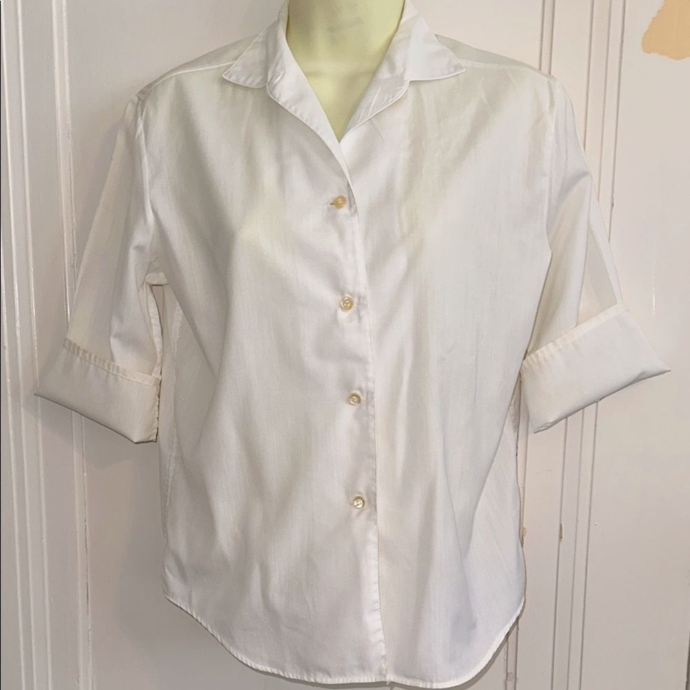 Vintage 60s Mary Lewis(Sears) Classic White Button-Up Short‎ Sleeve Shirt